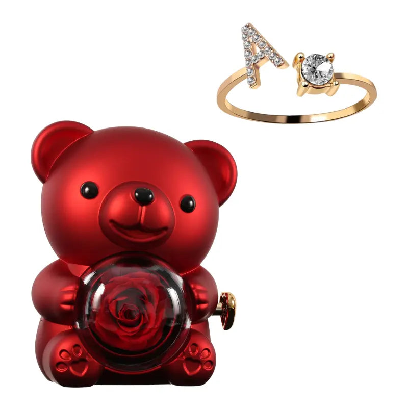 Ours Rose Eternelle avec bague initiale