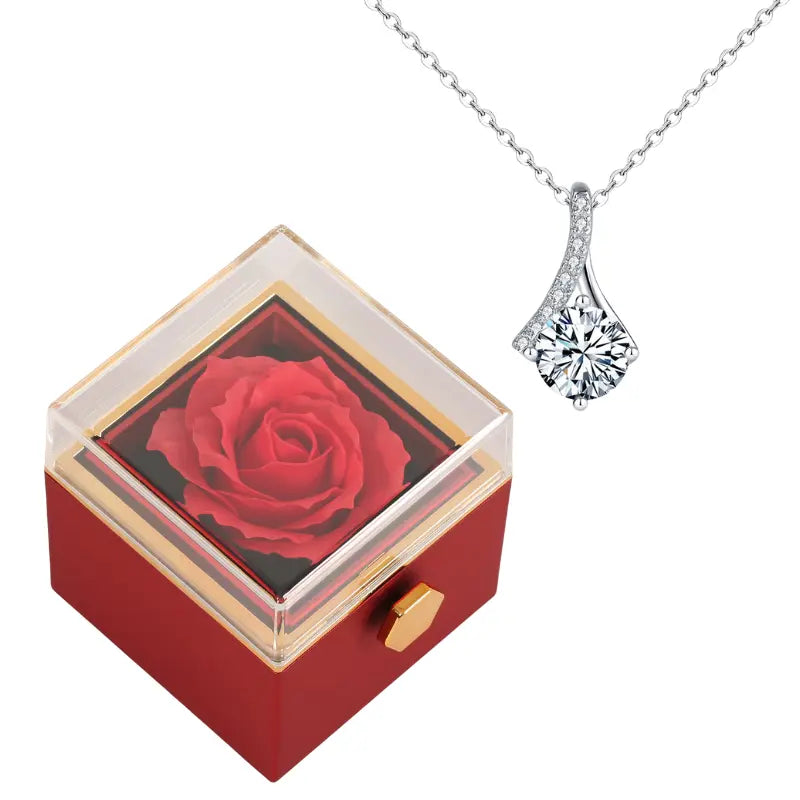 Coffret rose eternelle avec collier lucinda