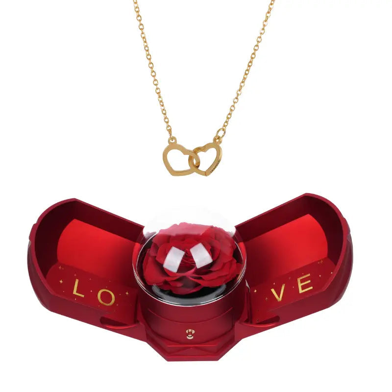 Coffret harmonie rose collier gravé