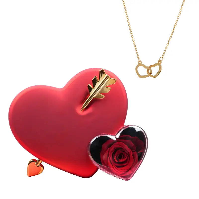 Coffret amour rose eternelle avec collier gravé