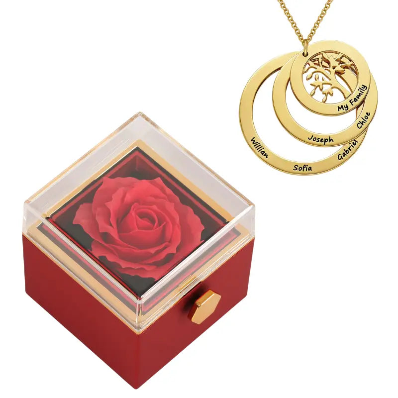 Coffret rose eternelle arbre de vie