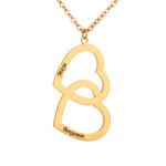 Collier double coeur deux prénoms