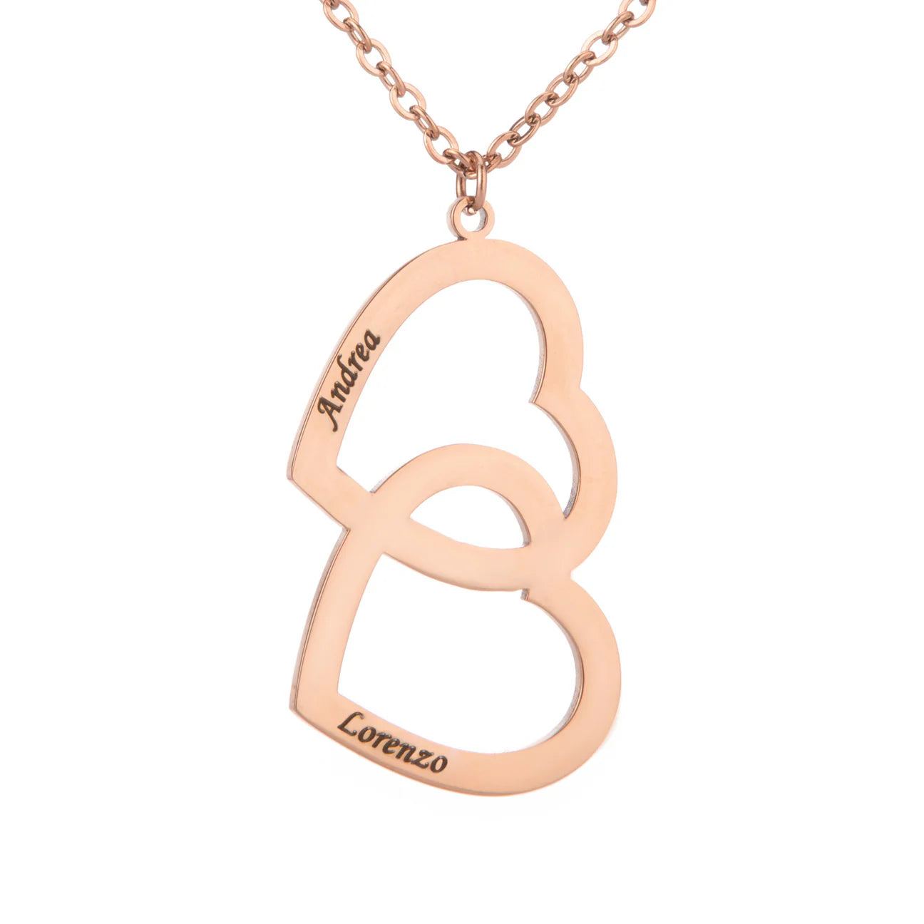 Collier double coeur deux prénoms
