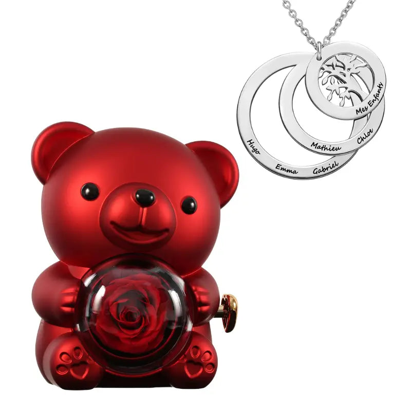 Ours Rose Collier Cercle de Famille