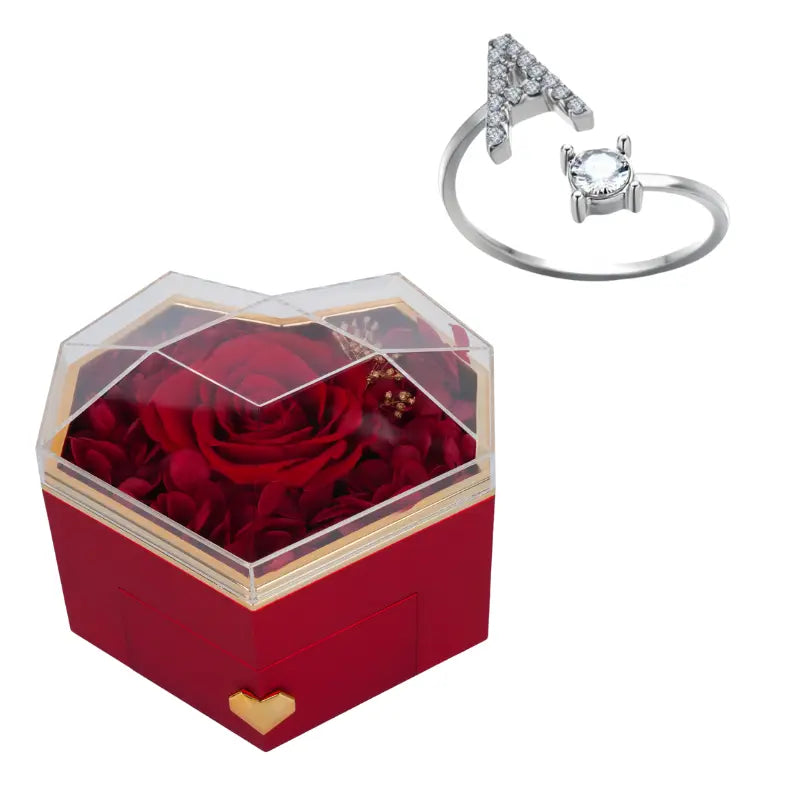 Coffret rose avec bague initiale