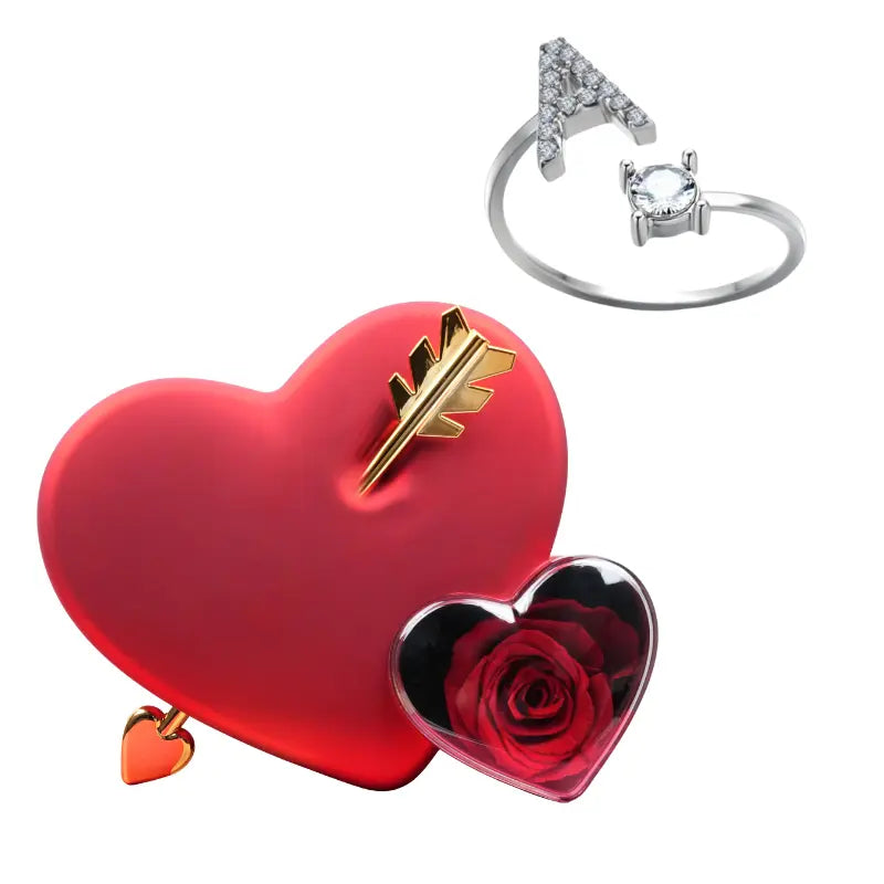 Coffret amour rose eternelle bague initiale