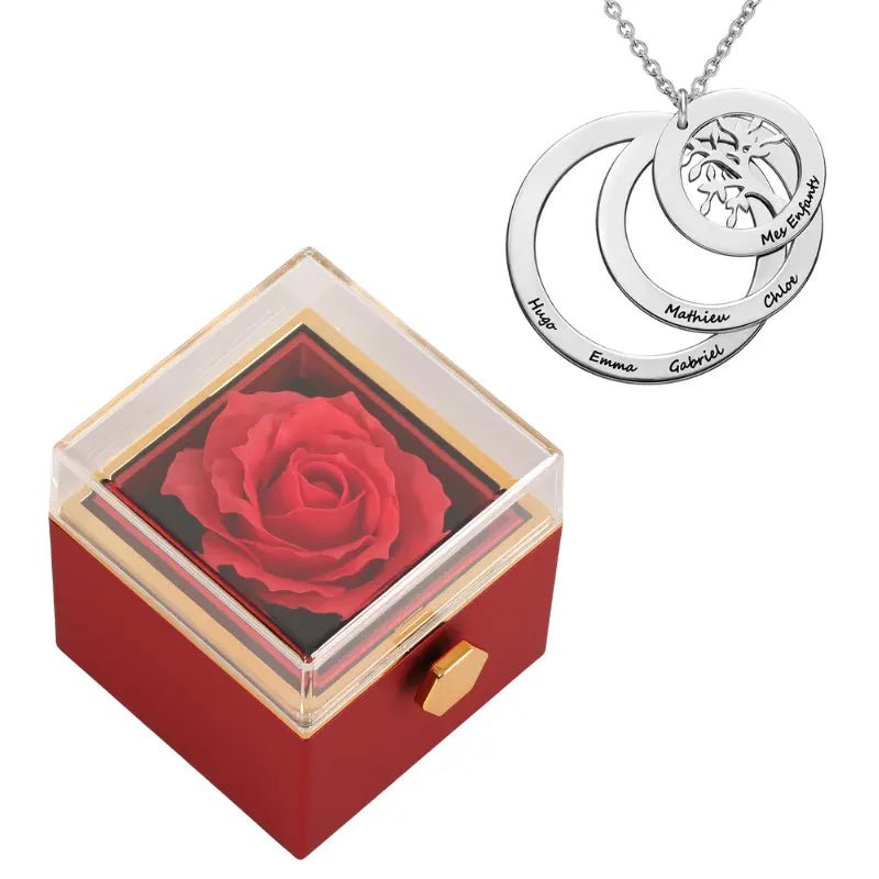 Coffret rose eternelle arbre de vie
