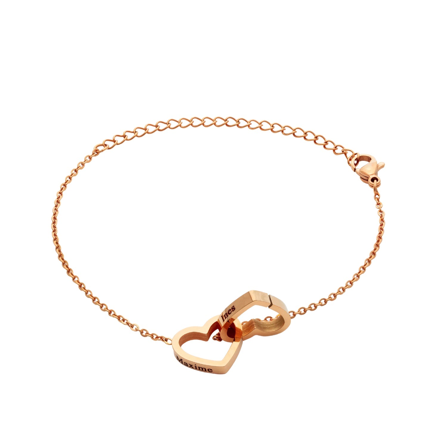 bracelet gravé deux coeurs