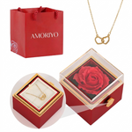 Coffret rose eternel avec collier gravé
