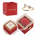 Coffrer rose eternelle avec bague initiale
