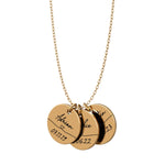Collier disque avec nom et date