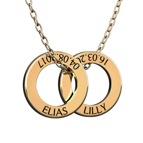 Collier avec nom, date et rond