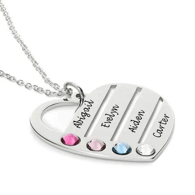 Collier coeur avec pierre de naissance