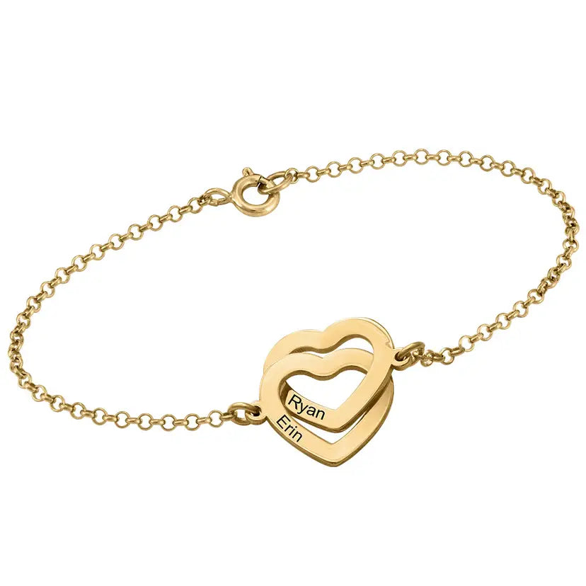 bracelet clair à deux coeurs