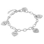 Bracelet à maillons pendentifs en forme de coeur